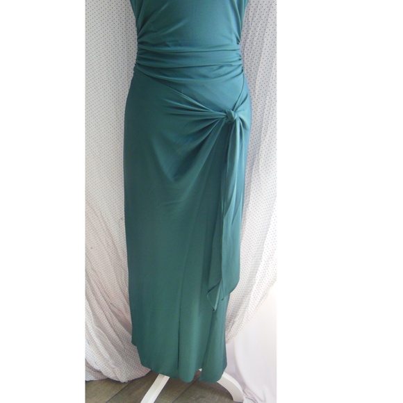 $395 NWT Cinq à Sept GREEN ONYX Andie FRONT WRAP Side Tie RUCHED Maxi DRESS US 8 - Picture 6 of 12